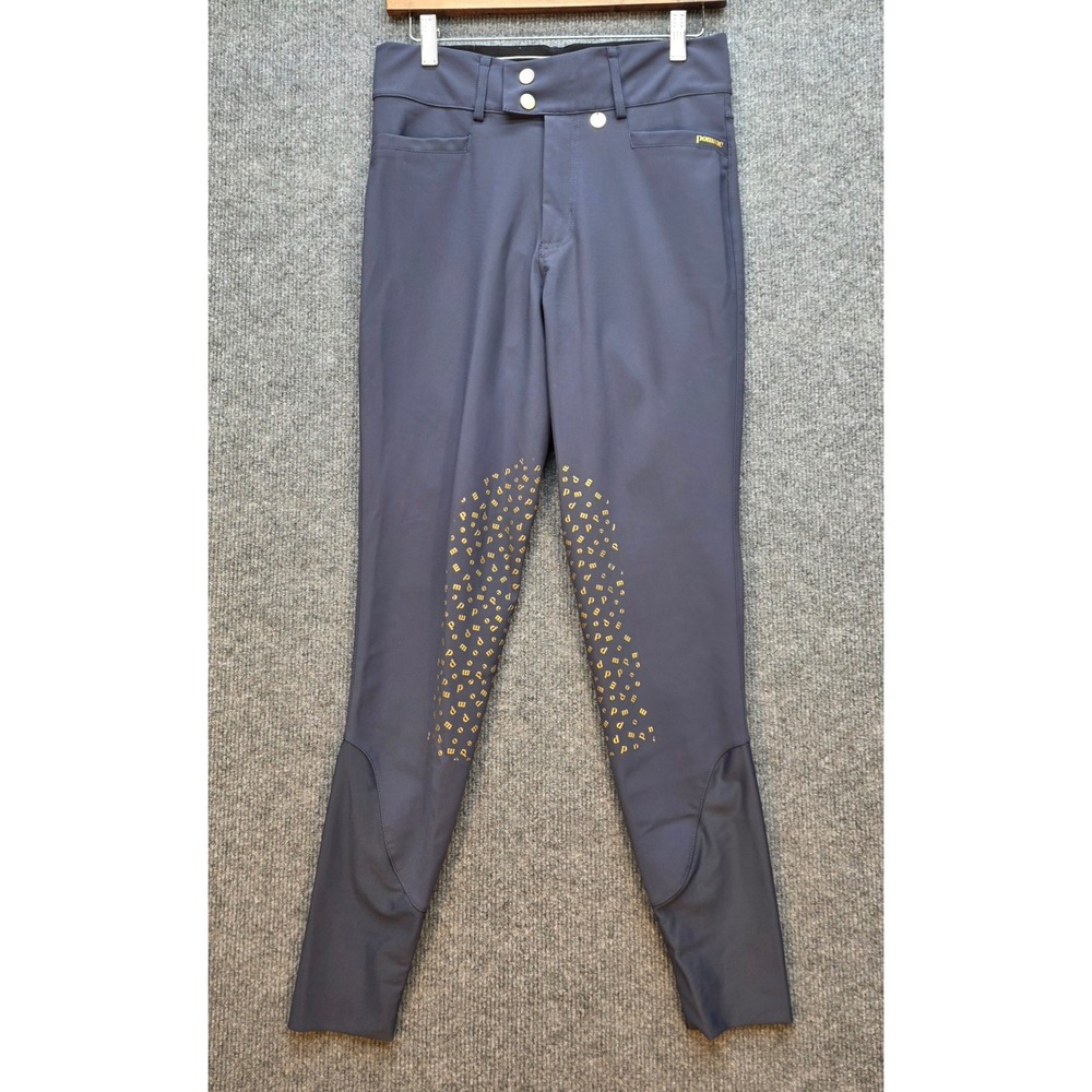 Pomme Equestrian Breeches Womens Medium Blue Like New Silicone Knee Patch Grip